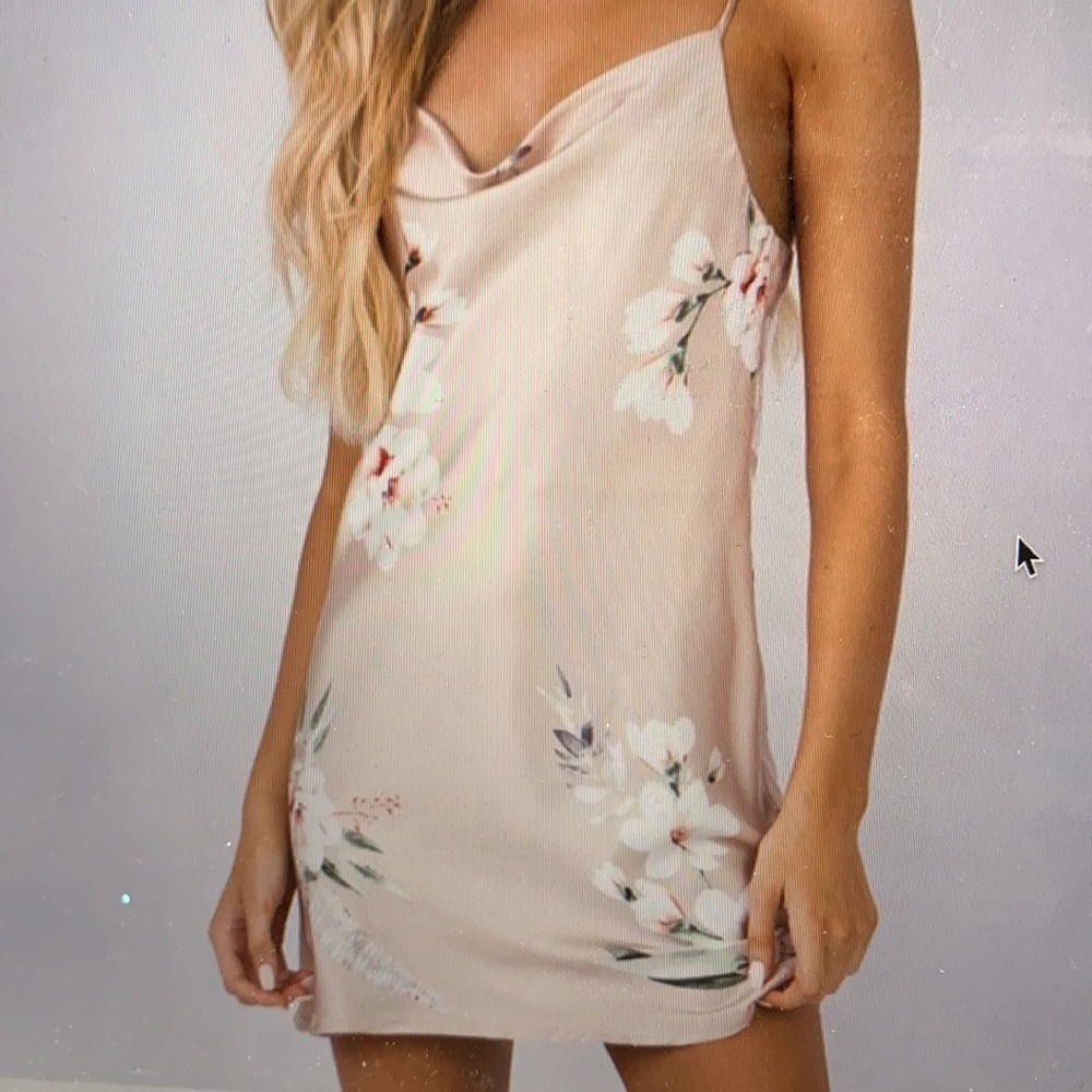 Princess Polly floral pink cowl neck slip dress